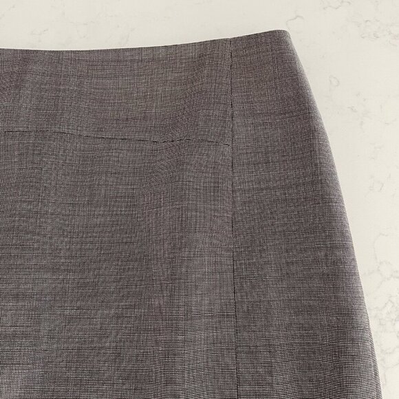 Classiques Entier Lined 100% Virgin Wool Check Print Pencil Skirt Grey+Tan Sz 8 - Picture 3 of 8